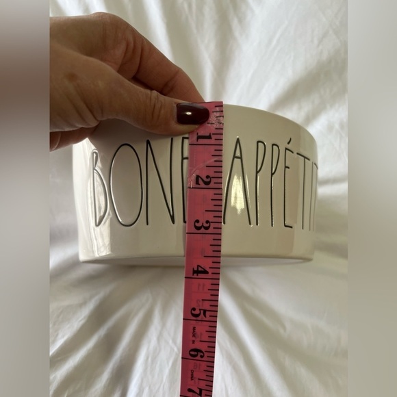 Rae Dunn | Bone Appetit | Large Dog Bowl Artisan Magenta | White Red - Picture 5 of 5